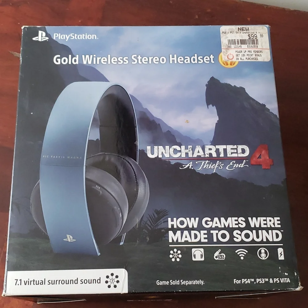 Uncharted 4 Sony Gold Wireless Stereo Headset PS4, PS3, Vita Compatible …